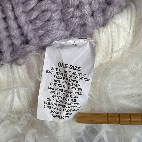 Juicy Couture Womens Cable Knit Knee‎ High Slippers Sock Lavender Leather Sole - Picture 7 of 8